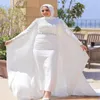 Países strass vestido de casamento muçulmano com capa elegante cristal puro branco muçulmano vestido de noiva boêmio manga longa dubai árabe saudita vestido de noiva mariage