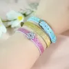 Bangle For Women Kids Gift 50 Glitter Sequin Armband Armband 8mm Bredd 21 cm Längd genom Slide Charms Letters Alphabet DIY SMYCKE