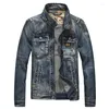 Vestes pour hommes Zipper Vintage manteau à manches longues hommes Punk Biker Denim Jacket haute qualité revers européen et américain