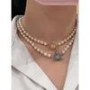 Designer vivienen Westwoods New Viviane Empress Dowager Saturn Pins Pearl Enamel Necklace Light Luxury Sweet Blue Orange Planet Pearl Collar Chain