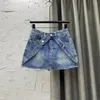 Kjolar korsar hög midja flicka denim kjol kvinnokläder 2023 sommarrosa pantskirt sexiga mini jeans damer