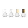 8ml Mini Portable Polygonal Clear Glass Roller Bottle Travel Essential Oil Roll On Bottle with Stainless Steel Ball Gold Silver Cap Tvnvg
