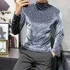 Men's T Shirts Fashion 2023 Polka Dot Shirt Men Autumn Winter Long Sleeve Mens Casual T-Shirts All Match Slim Fit Turtleneck Tees 3XL