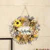 Fleurs décoratives mode tournesol guirlande porte attrayante couronne suspendue beau travail abeille jour tournesols