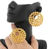 Necklace Earrings Set Dubai And Ring Jewelry For Women Design Gold Plated Ear Clip Cocktail Weddings Bride Jewellery