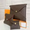 مصمم- محفظة جلدية للنساء متعدد الألوان مصممة حامل البطاقة المحفظة الكلاسيكية 3 قطع set259s