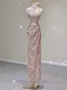 Feestjurken Champagne Roze Cocktail Strapless Pailletten Glanzende Rits Tube Top Ceremonie Host Glitter Avond Prom Dansjurken