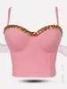 Kvinnors tankar Lady Metal Chain V-hals Tank Topps Black Red White Pink Sling Camisole Corset Short Bustier Summer Clothing