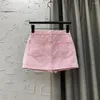 Spódnice Cross High talia Dżinsowa spódnica damska odzież 2023 Summer Pink Pantskirt Sexy Mini Dżins Panie