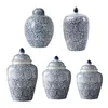 Storage Bottles Ceramic Flower Vase Desktop Classical Hand Painted Glazed Floral Arrangement Pot