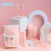 Pincéis de maquiagem 10pcs Mini pêssego semi macio conjunto de pincéis de açúcar iniciante pó blush ferramentas repetíveis