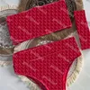 Klassisk flanellbaddräkt Designerdräkt för dam Sexig axelbandslös baddräkt Tide Brand Letter Prined Bikini Set Mode Tvådelade badkläder