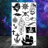 Tatouages autocollants de dessin colorés ancre crâne de pirate tatouages temporaires pour femmes adultes hommes enfants garçon astronaute bateau hippocampe faux tatouage cou bras main petit TatooL23