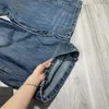 Jeans da uomo ondulati per uomo e donna, tessuto pesante lavato blu, taglia extra large