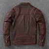 Heren Bont Nepbont Vintage Motorjassen Heren Leren Jas 100% Echt Koeienhuid Leren Jas Mannelijke Bikerkleding Herfst Aziatische Maat S-5XL M696 231127