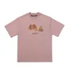 夏のカジュアルデザイナートップTシャツピンクのショートスリーブ高品質のコットンレタープリントクルーネックネックティーカップルドレス