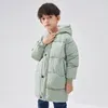 Donsjas 2024 Winter Meisjes Jassen Parka Snowsuit Warm Dikker Kinderen Capuchon Rits Verdikte Bovenkleding Kinderen Lange Jas 231128