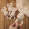 Rattles Mobiles Baby Ratchet Amigurumi Rabbit Ratchet Bell Born Knitting Gym Toys Education Teeth Baby Mobile Ratchet Toys 0-12 månader 230427