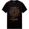 Homens camisetas 2023 Tigre Strass Homens Marca Moda Top Streetwear O Pescoço Manga Curta Slim Modal Algodão Camisetas Homem Plus Size 6XL