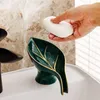 Naczynia lekkie luksusowe ceramiczne pudełko z mydłem liści punchfrezy mydło do mydła stojak domowy toalety