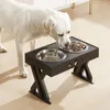 Feeding AntiSlip Elevated Double Dog Bowls Adjustable Height Pet Feeding Dish Feeder Stainless Steel Water Food Container