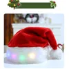 Chapeau de noël coloré à LED, chapeau de père noël en peluche, casquette en velours, fournitures de fête, chapeaux de fête Q777