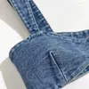 Frauen Tanks 2023 Kommen Frau Sommer Jean BH Tops Sexy Super Kurze Cowboy Anzug Blusen Bandage Shirts