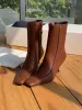 2023 New Fashion Retro Simple Style Side Zipper High Heel Short Boots