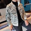 Jaquetas masculinas 2023 outono moda impressa jaqueta gola solta casual bombardeiro festa social streetwear casaco roupas masculinas