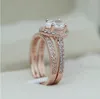 2023 smycken Sterling Sier Rose Gold Fill Pear Cut Water Drop White Topaz Diamond Women Bridal Ring