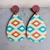 Dangle Earrings Aztec Pattern Wooden Water Drop Cross Splicing Earring For Women Retro Ethnic Jewelry Wholesale