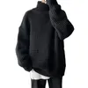 Męskie swetry zimowe jesień mężczyzn Sweter Wysoka kołnierz ochrona szyi dzianiny stały kolor elastyczny ciepłe środkowe długość anty-shrink swobodne miękkie ciągnięcie
