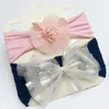 2pcs/set Lovely Artificial Flower Elastic Hairband Shining Net Yarn Bows Baby Headband Princess Headwear Birthday Gifts