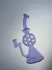Glass hookah 10 inch height arond purple cfl color 3 holes perk 14mm joint smoking pipe oil rig factory outlet