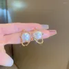 Stud Earrings Korean Style Gold Color White Irregular Pearl For Women Wedding Birthday Sweet Gift Ladies Vintage Jewelry