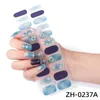 Tiras de unhas de gel semi curadas, adesivos de esmalte de gel de envoltório completo azul e qualidade de salão de beleza mais brilhante e duradoura