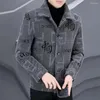 Men's Jackets Men Thermal Jacket Coat Chinese Print Cardigan Warm Stylish Fall/winter With Turn-down Collar Long Sleeves