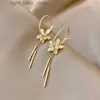 Stud Mode Double couche Fleur Boucles D'oreilles Argent Pin Boucles D'oreilles Détachables Un Tempérament À Deux Porter Cent Match Gland Bijoux YQ231128