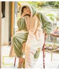 Women's Sleepwear Cute Sleepwear Women Winter Warm Pajamas Coral Fleeve Nightgown Thicken Long Dress Bath Robes Sleep Pants Set Men's Loungewear 231128