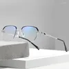 サングラスvazrobe rimless men眼鏡フレームオスメガネフレームレストリミングティントグラデーションブルーグレーブラウン処方スペクタクル