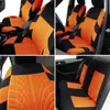 Bilstol täcker bilar broderi orange set universal passar de flesta bilar med spårdetalj stylingskydd