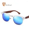 Sunglasses Women Polarized Unisex Retro Wooden Striped High Quality Semi-Rimless Brand Sun Glasses Female GR8005