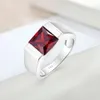 Hot Selling Deals 925 Silver Square Garnet Sterling Silver 925 Jewellery Women Man Woman Rings Luxury Jewelry