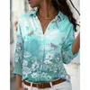 Blouses pour femmes chemises printemps plante fleur chemise femmes mode à manches longues col rabattu hauts élégant bureau dame Blouse Blusa 26256 230428