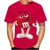 メンズTシャツ2024ファッションMMのチョコレートビーンズ3DプリントTシャツカジュアルラウンドネックプルオーバー男性と女性かわいいおかしな子供