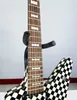 Sällsynt handarbete Rick Nielsen Cheap Trick Checkerboard Electric Guitar Bowtie Inlay Chrome Hardware