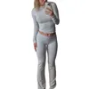 Ensembles de course taille élastique femmes costume élégant femmes rétro manches longues haut pantalon coupe ajustée haut doux T-shirt pantalon pour le yoga