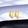 Neue trendige Micro Set Zirkon S925 Silber Ohrstecker Schmuck Frauen Retro vergoldet 18k Gold Blume Ohrschnalle Ohrringe für Frauen Hochzeit Party Valentinstag Geschenk SPC