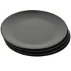 Dinnerware Sets 4 Pcs Black Melamine Plate Serving Plastic Trays Flat Bottom Dish Fondue Cheese Round Outdoor Dinning Lunch