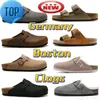 Sandals New Designer runs Boston Clogs Slippers Slides Germany Cork fur slide mens Loafers Shoes runss Leather Suede Taupe slipper A